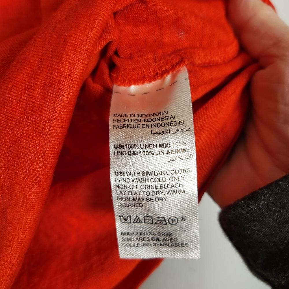 Chico's‎ Bold Scarlett Short Sleeve V-Neck Linen Top, Size 2 (L) - Picture 3 of 6